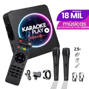 Karaokê Play com 2 Microfones e 18 mil musicas não precisa de internet